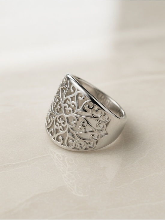 charm atelier Jewelry - Silver plated Filigree Dome Statement Ring - Silver sz 8